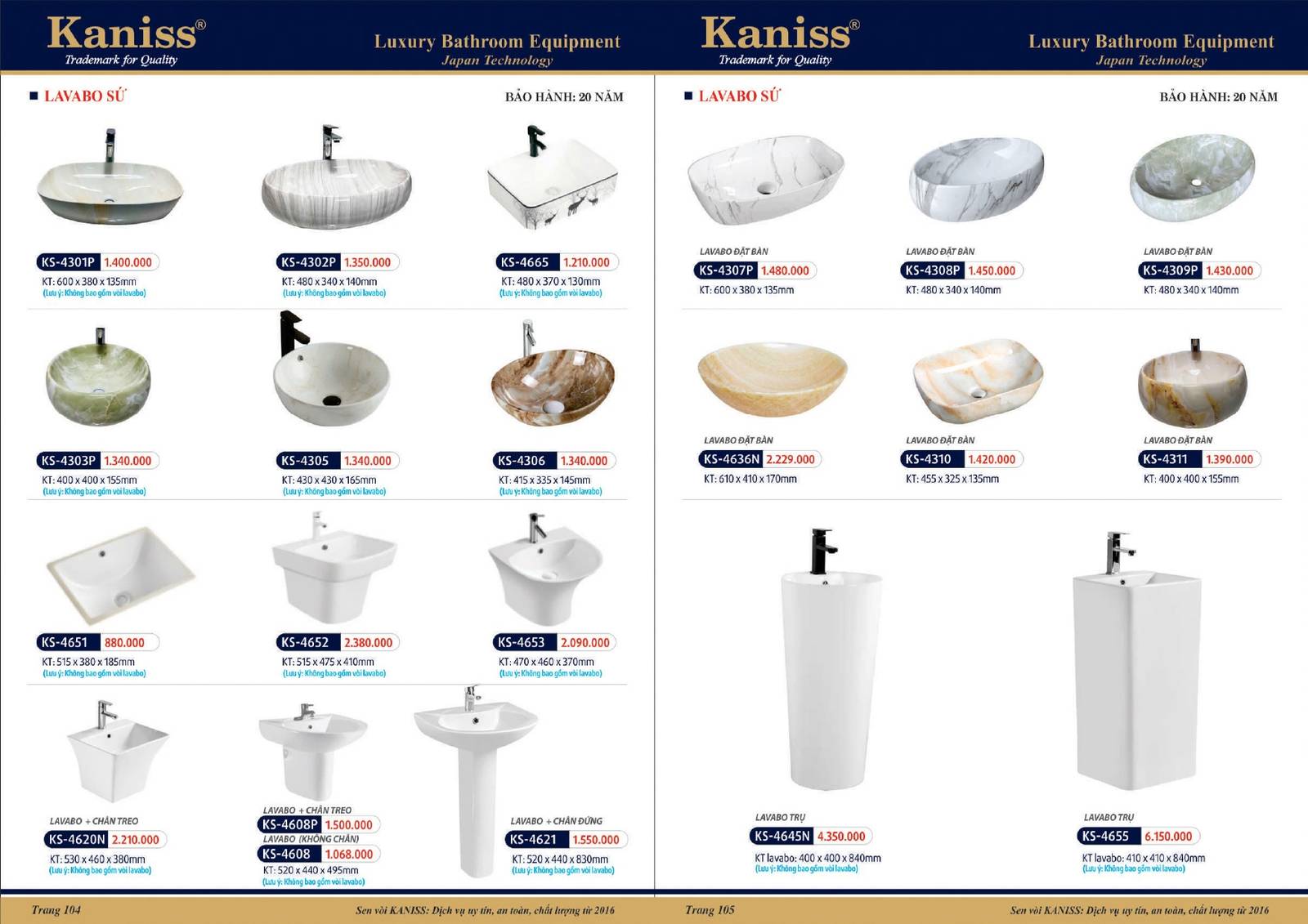 Catalogue và Bảng giá Thiết bị vệ sinh KANISS mới nhất /Page 53